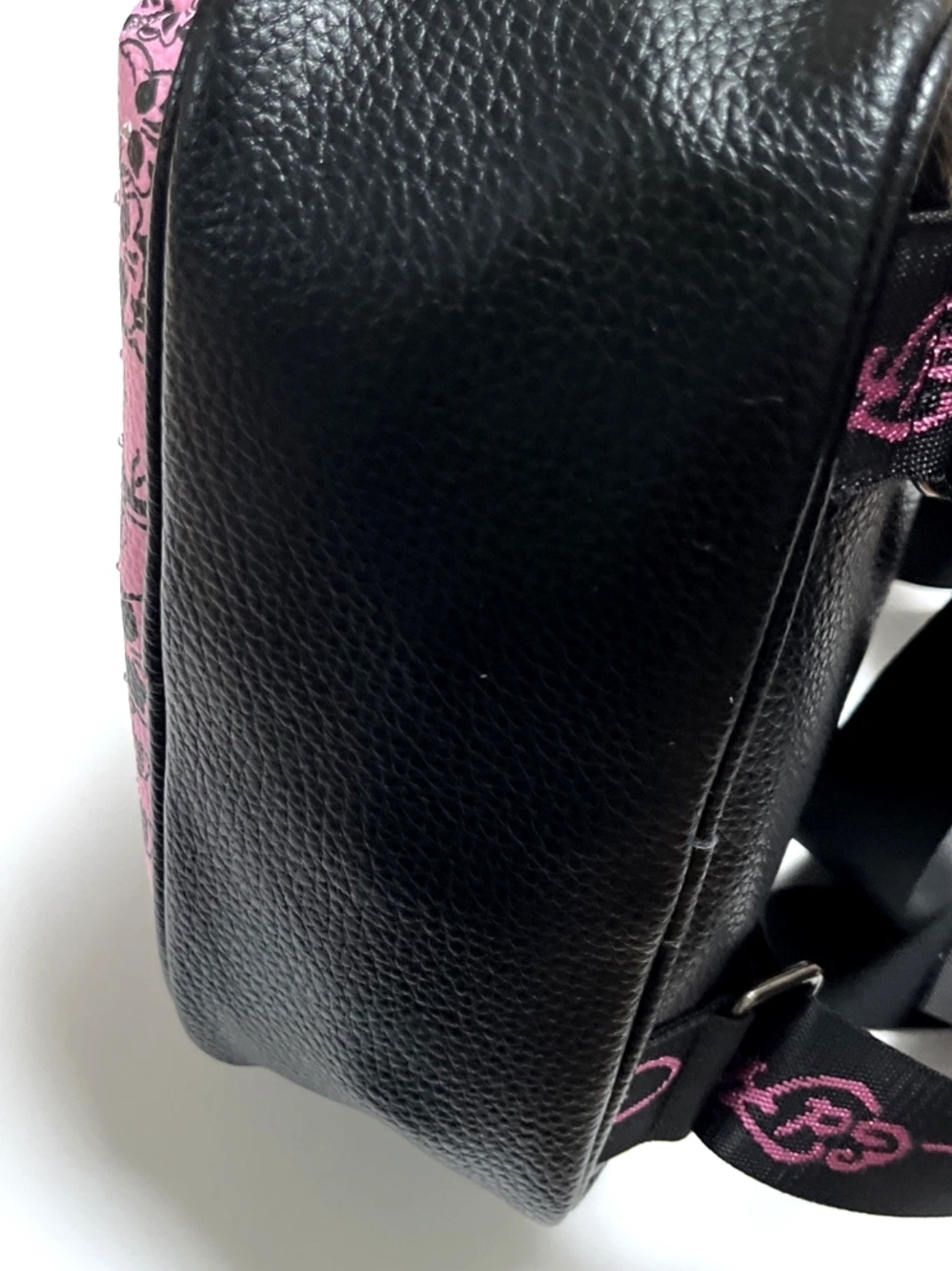 Ed Hardy Black and Pink Skull Mini Backpack with Stud Detailing - Picture 6 of 8